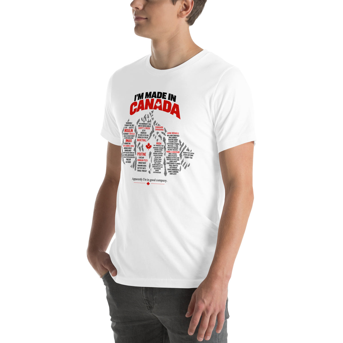 Adult wearing the I’m Made in Canada T-shirt